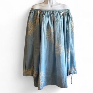 Natalie Martin Light Blue Sun Print A-Line Skirt